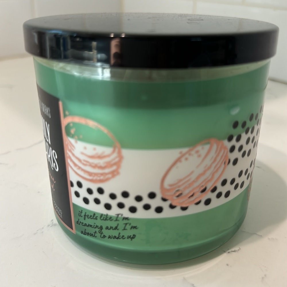 BATH & BODY WORKS 3 WICK CANDLE W/LID  in the NEW-EMILY IN PARIS "MACARON CLOUD" - Picture 2 of 8